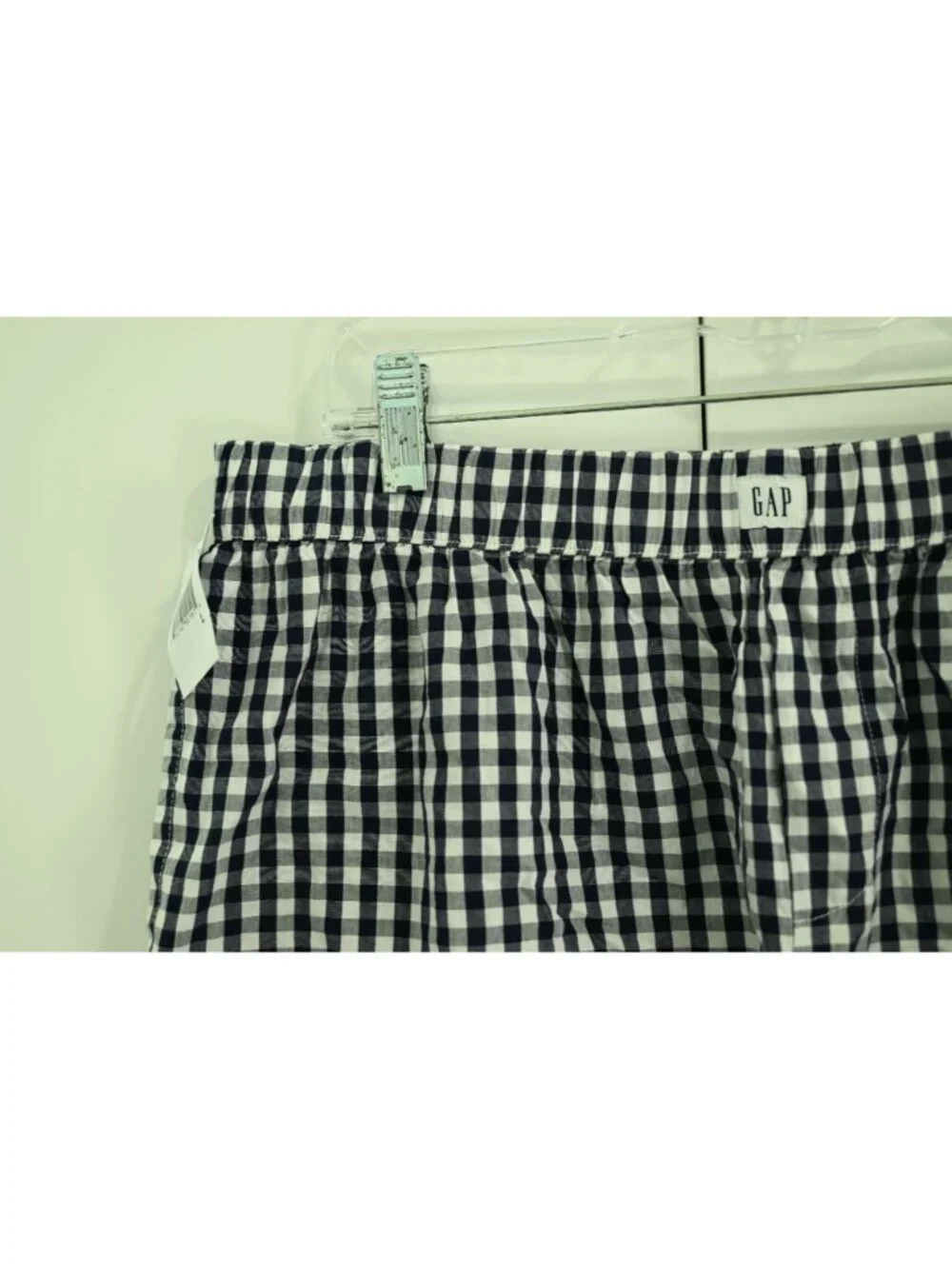 NWT Gap Body Boxer Sleep Shorts Sz L Navy Gingham Plaid Lounge Pajama Bottoms